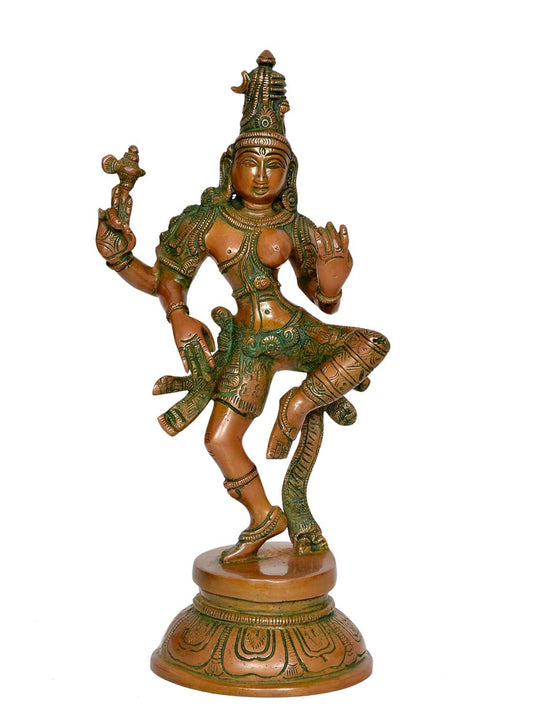 Brass Ardhanarishvara Statue in South Indian Style White Background