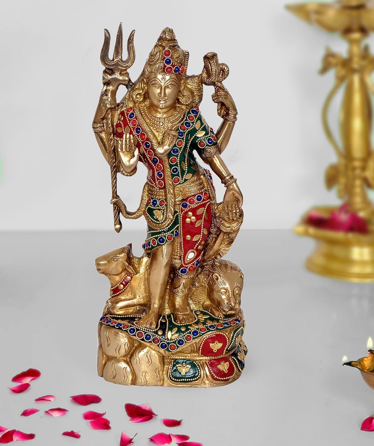 Brass Ardhnarishwar in inlay work Statue