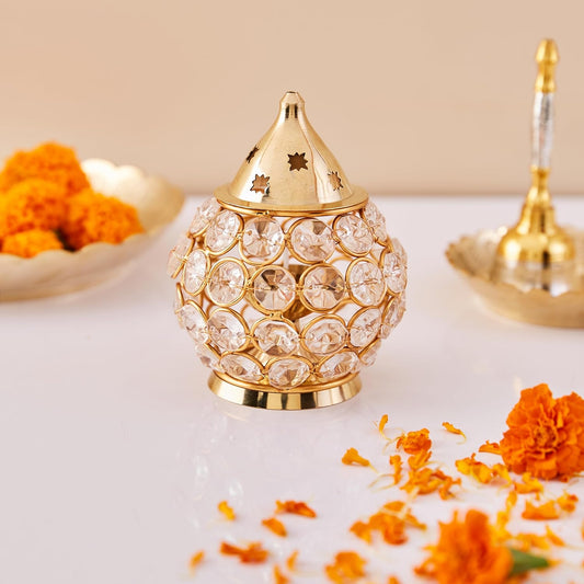 Brass Crystal Matki Diya