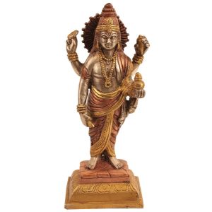 Brass Lord Dhanvantari Hindu God of Medicine Doctor, 8.5 Inches