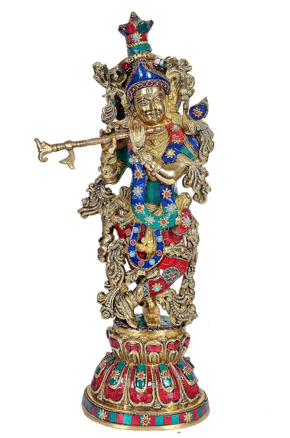 Brass Lord Krishna Idol 18 Inches