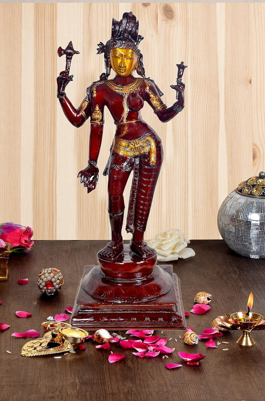 Brass Red Ardhanarishvara Statue