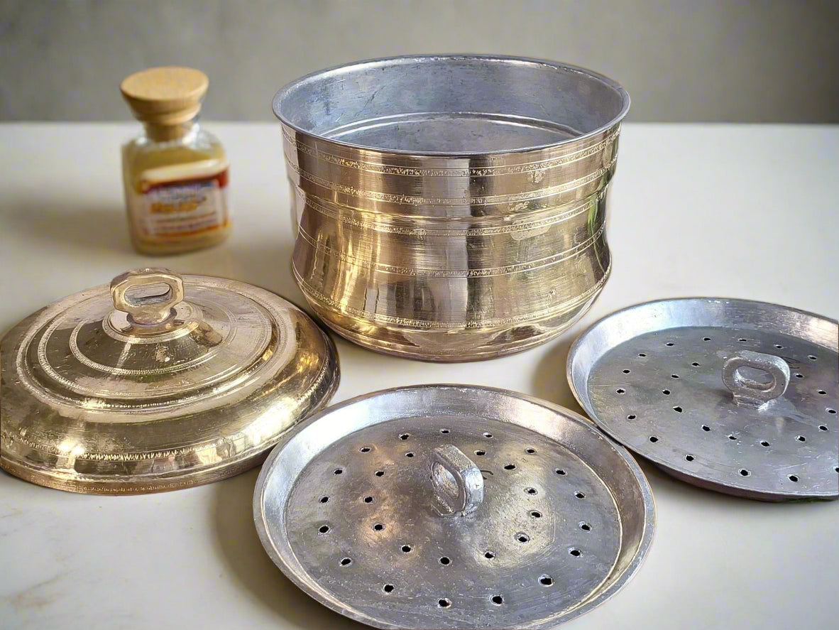 Brass 11 Inches Steamer with Tin Lining-ArtyCraftz.com