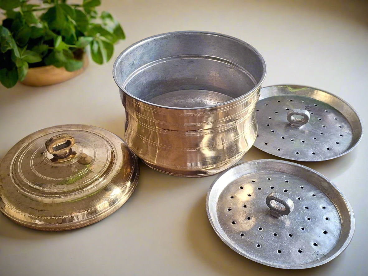 Brass 11 Inches Steamer with Tin Lining-ArtyCraftz.com