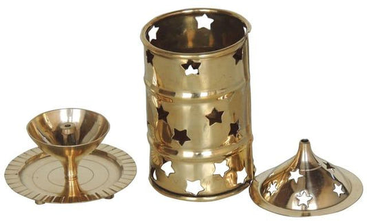 Brass Akhand Jyoti Diya with Star Cut-Out Design