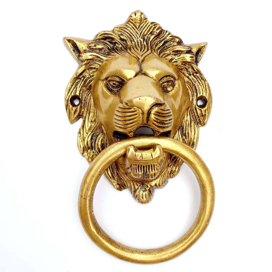 Brass Antique Finish Lion Face Door Knocker - ArtyCraftz.com