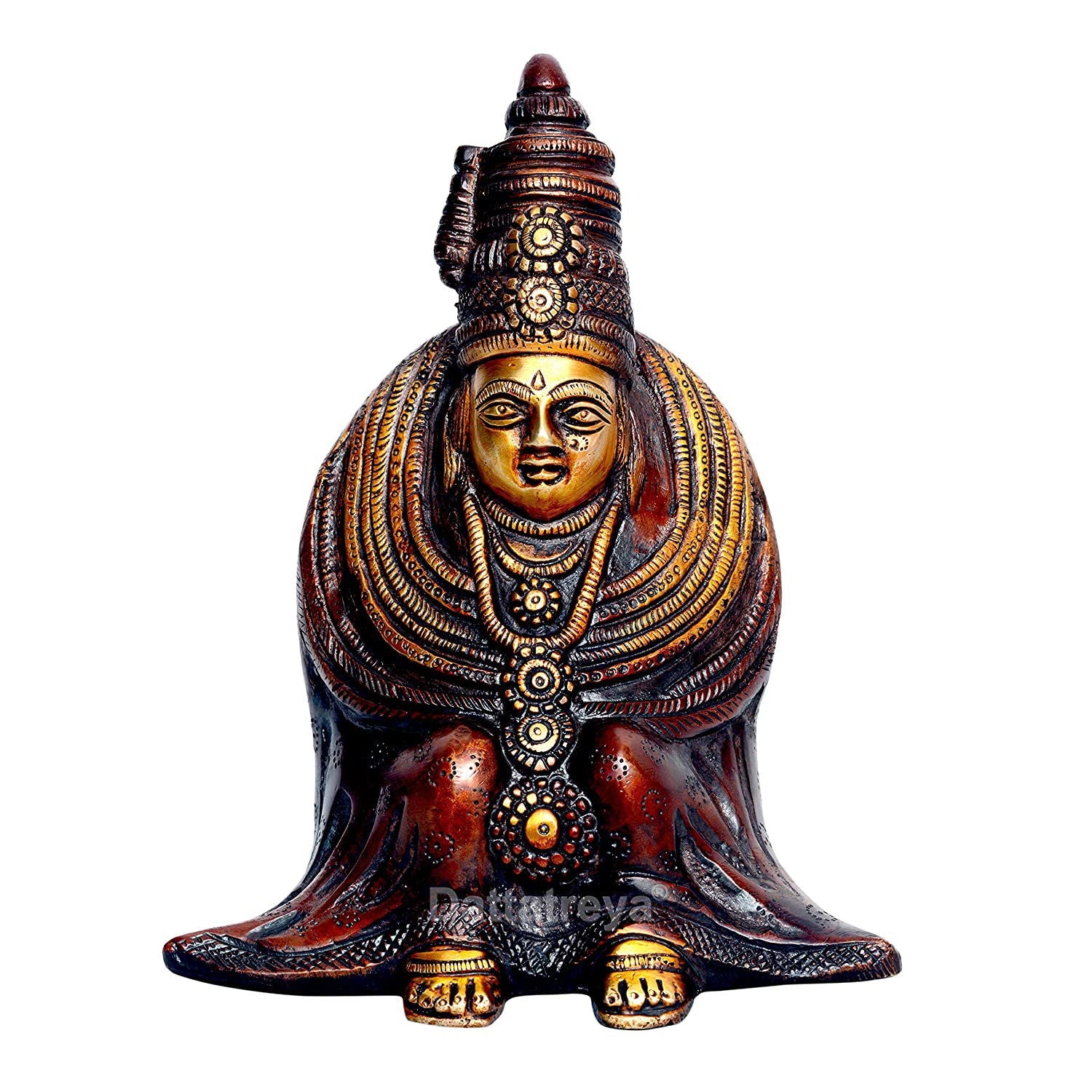 Brass Antique Goddess Tulja Bhavani Idol Statues (Brown, 7.5 x 6.2 x 4) - ArtyCraftz.com