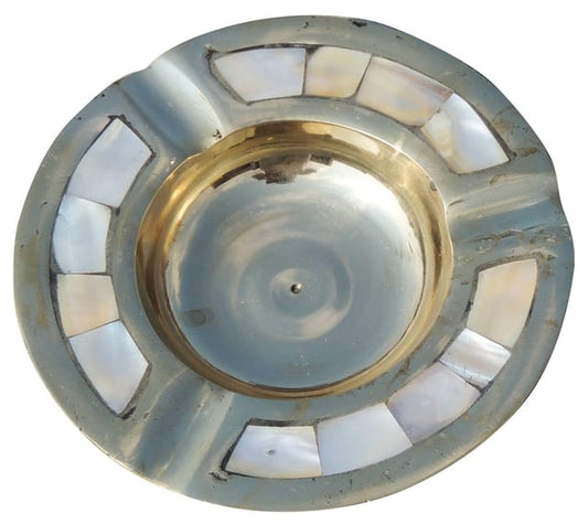 Brass Ashtray with Mother-of-Pearl Inlay-ArtyCraftz.com