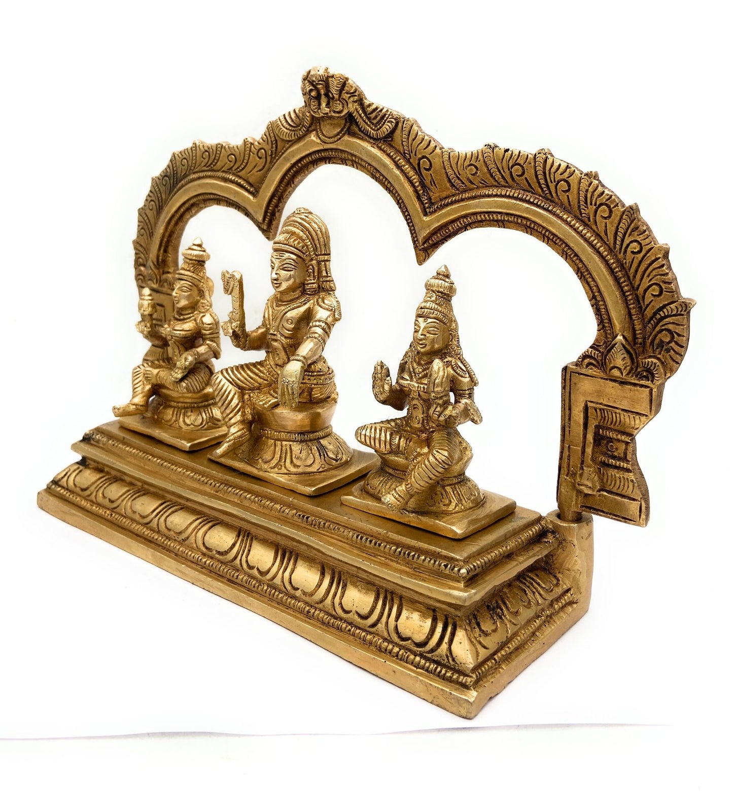Brass Ayyanar with Poorna &amp; Pushkala Statue-ArtyCraftz.com