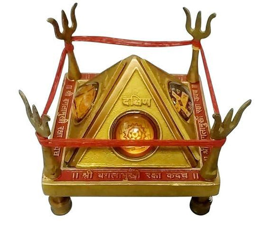 Brass Baglamukhi Raksha Kavach Chowki - ArtyCraftz.com