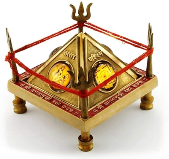 Brass Baglamukhi Raksha Kavach Chowki - ArtyCraftz.com