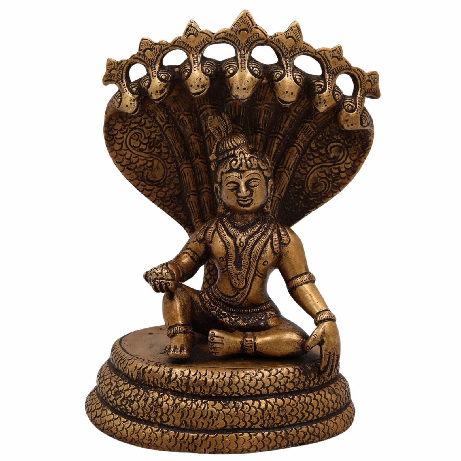 Brass Bala Krishna with 7-Headed Snake Statue-ArtyCraftz.com