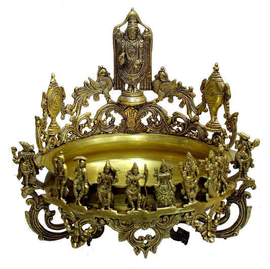 Brass Balaji Dasavatar Urli Bowl for Home Temple & Decor-ArtyCraftz.com