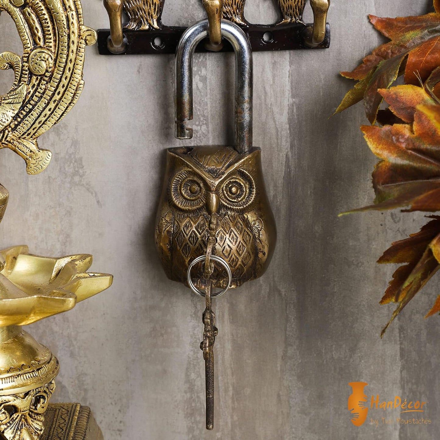 Brass Beautiful Owl Padlock-ArtyCraftz.com