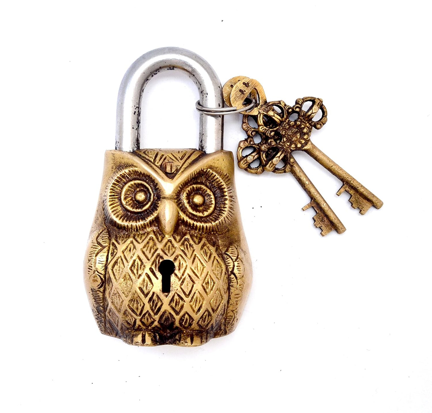 Brass Beautiful Owl Padlock-ArtyCraftz.com