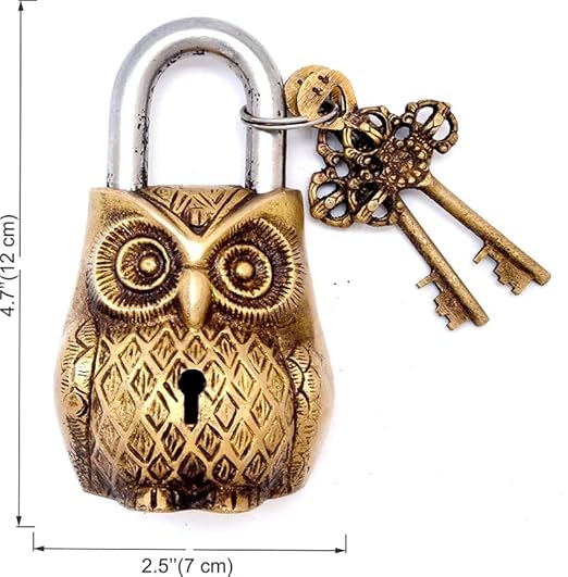 Brass Beautiful Owl Padlock-ArtyCraftz.com