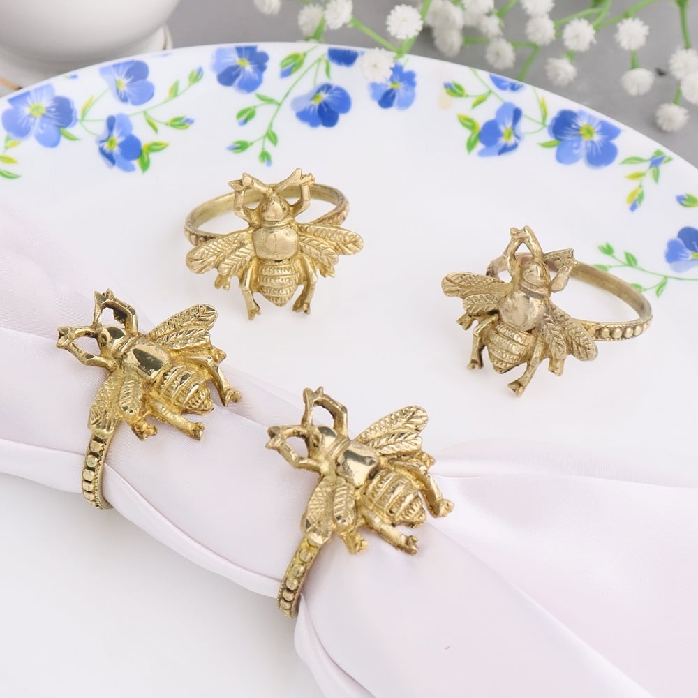 Brass Bee Napkin Holder Set of 4-ArtyCraftz.com