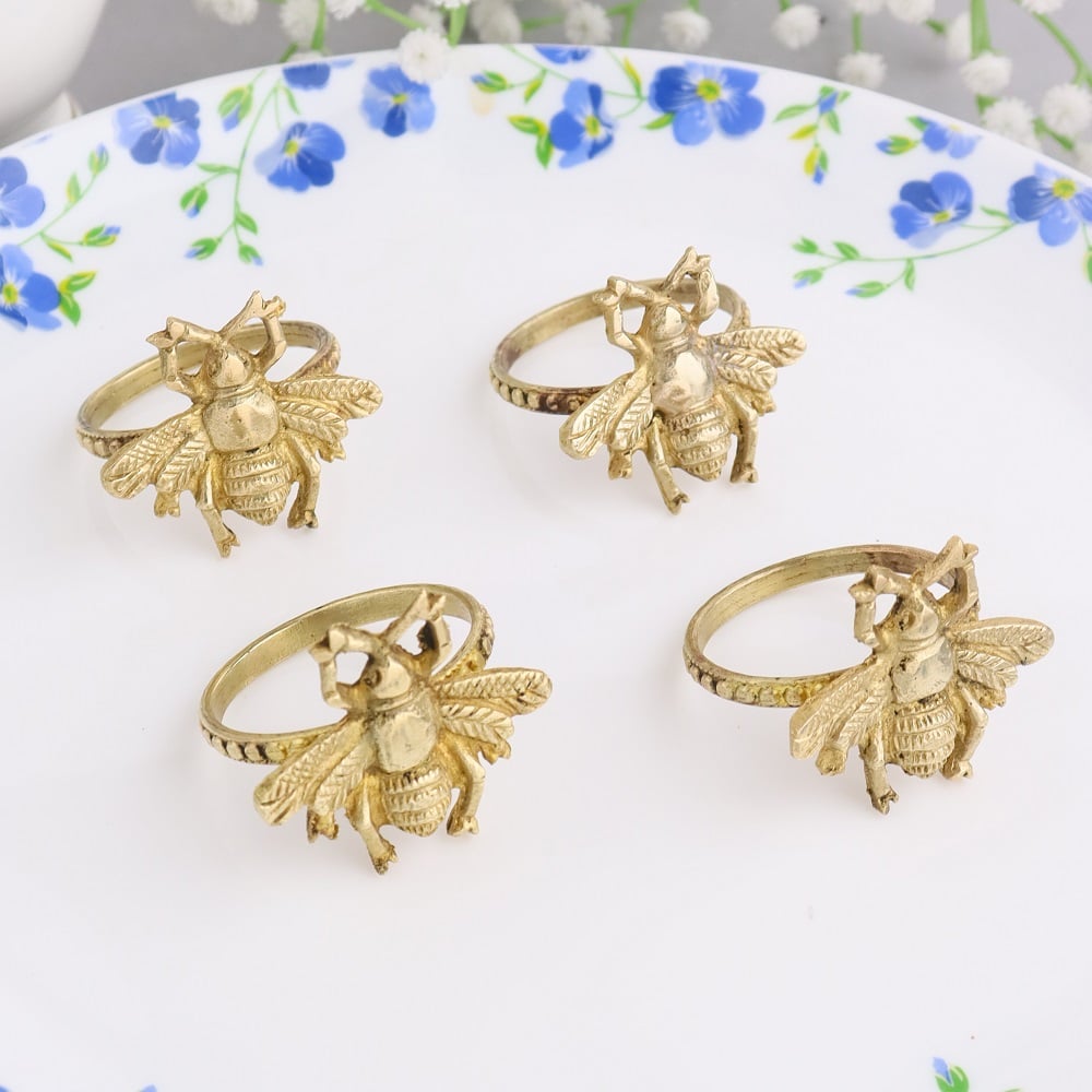 Brass Bee Napkin Holder Set of 4-ArtyCraftz.com