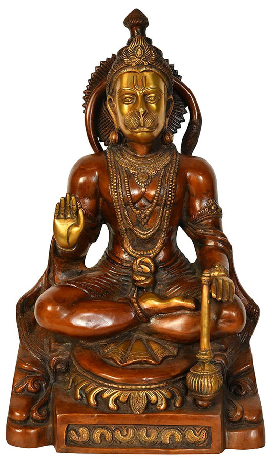 Brass Blessing Lord Hanuman, Height: 17.7 inches - ArtyCraftz.com