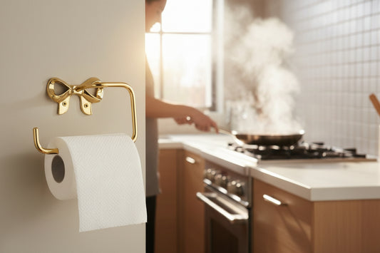 Brass Bow Tissue Paper Holder front view-ArtyCraftz.com