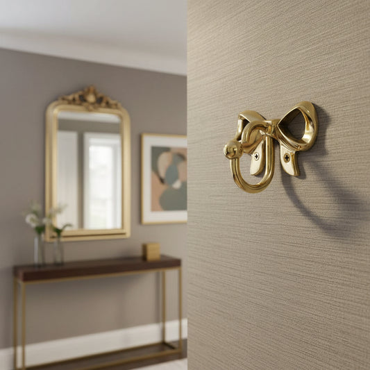 Brass Bow Wall Hook Front View-ArtyCraftz.com