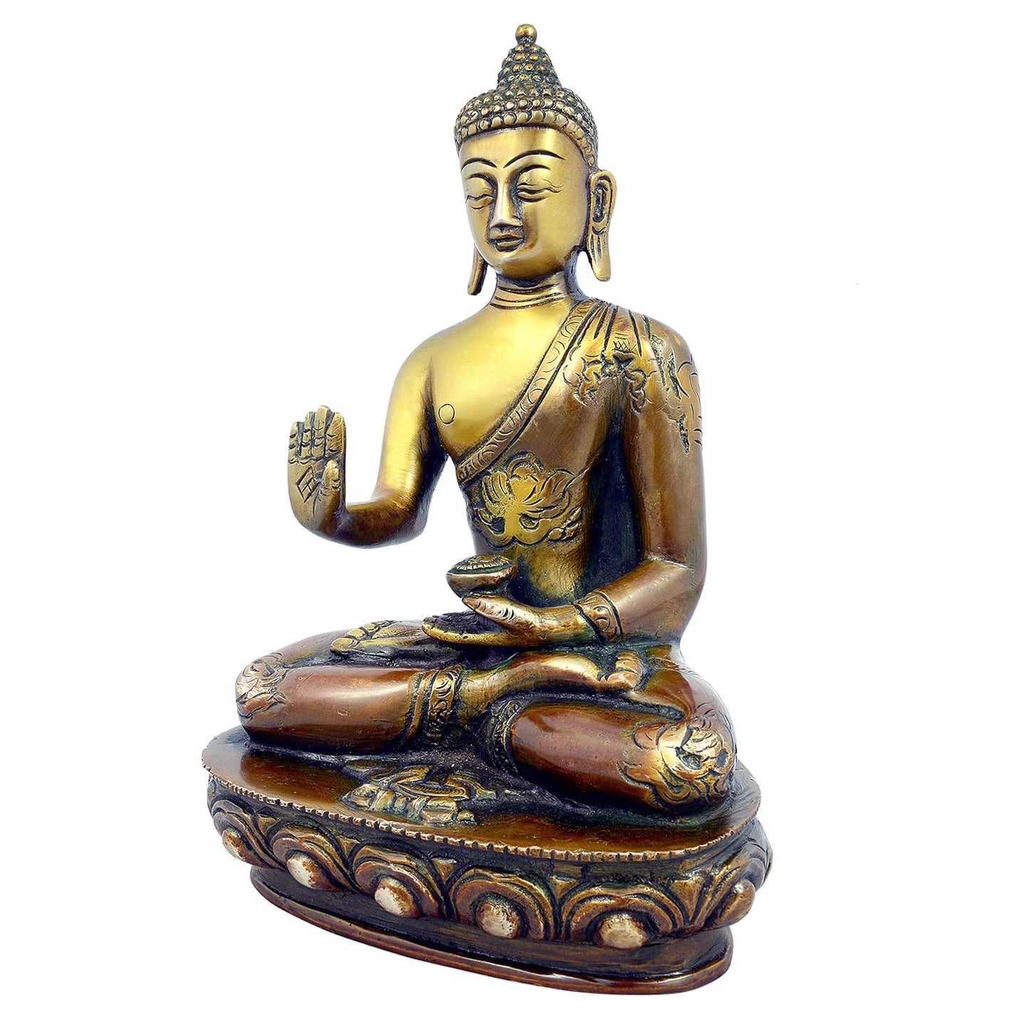 Brass Buddha In Abhaya Mudra Statue