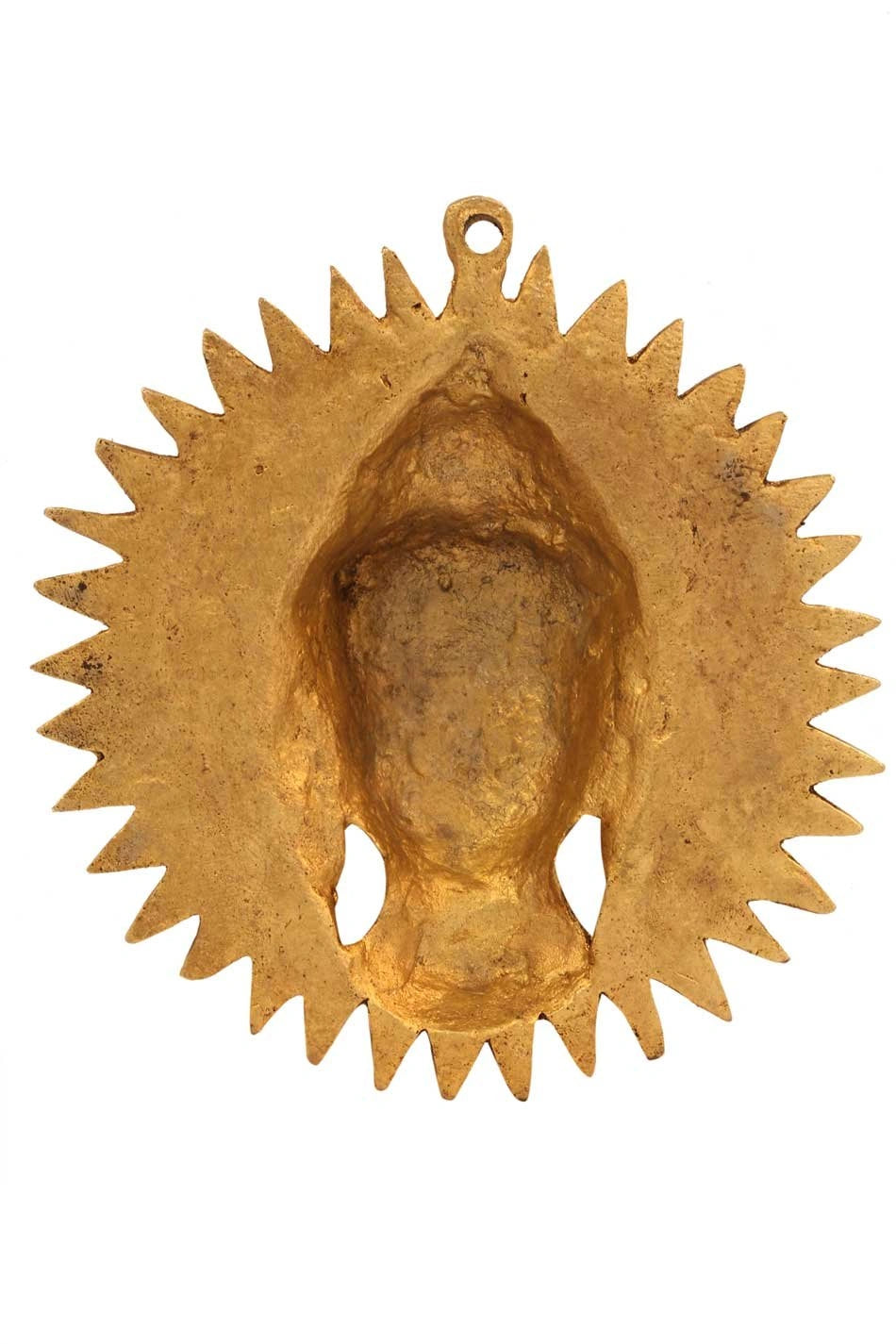 Brass Buddha Sun Mask Wall Hanging 7 Inch Golden Finish for Home Decor - ArtyCraftz.com