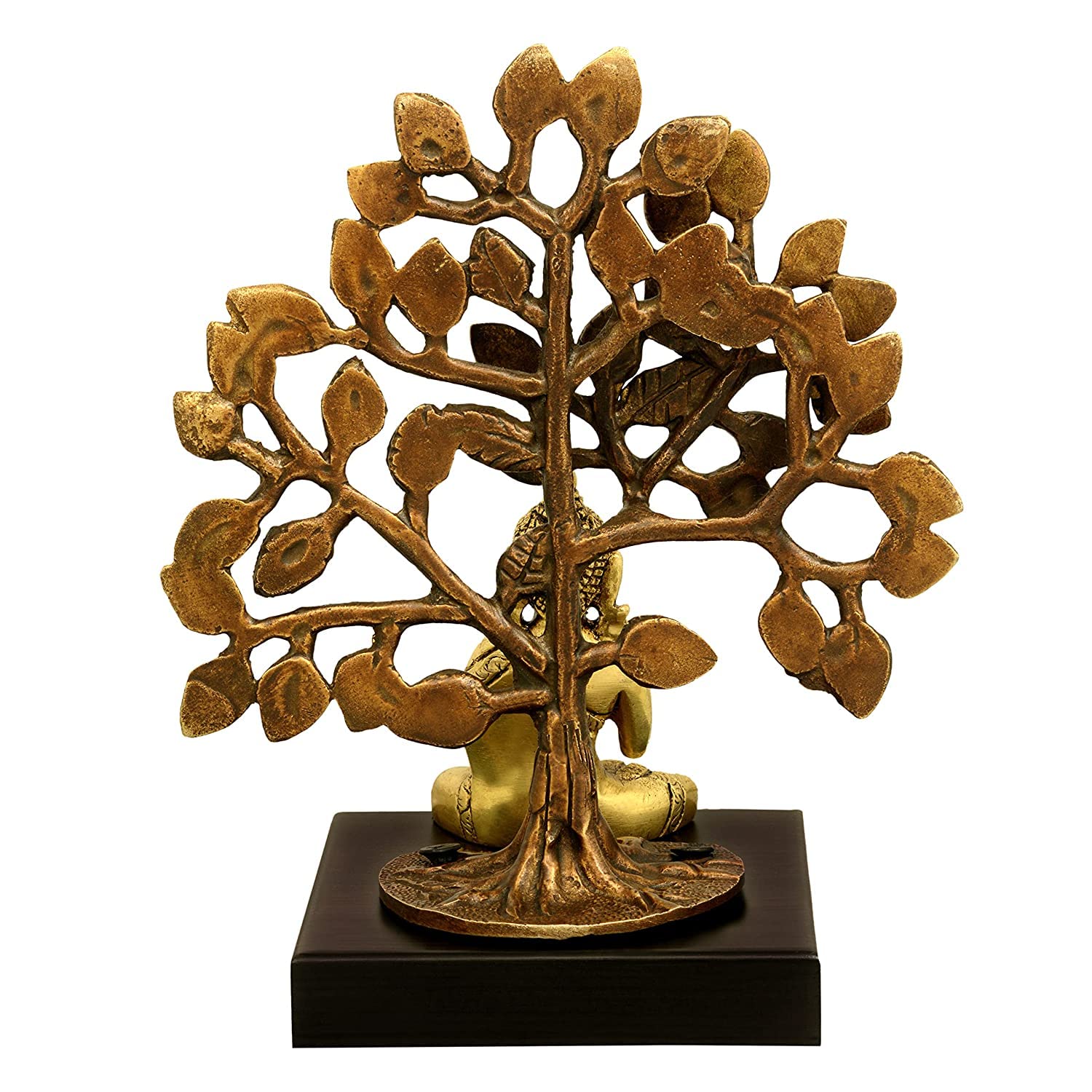Brass Buddha Under Bodhi Tree Showpiece – Spiritual Table Decor (7.5 Inch) - ArtyCraftz.com