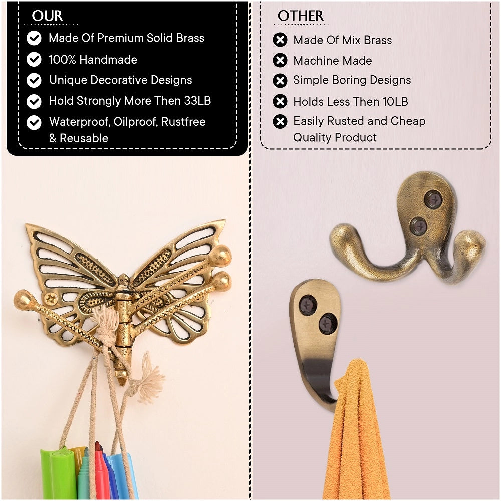 Brass Butterfly Tri-Arm Hook-ArtyCraftz.com