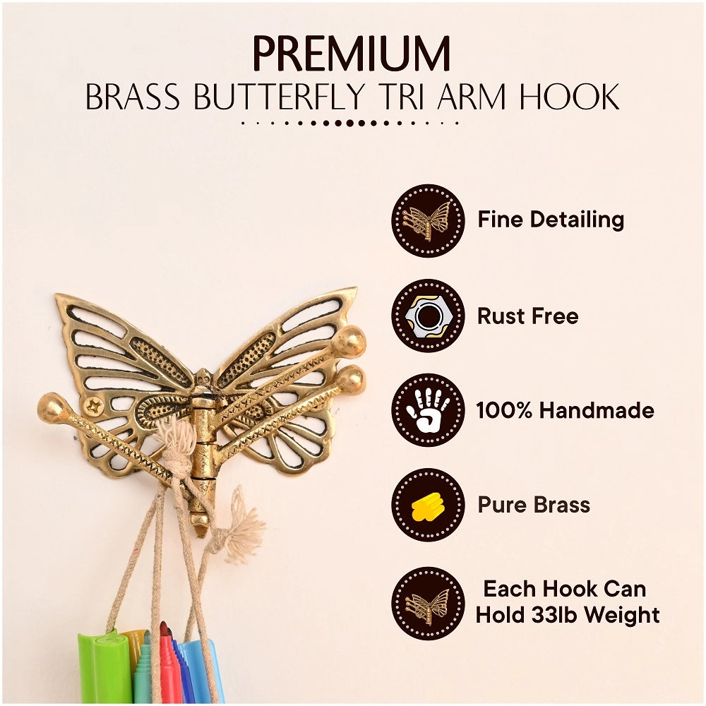 Brass Butterfly Tri-Arm Hook-ArtyCraftz.com