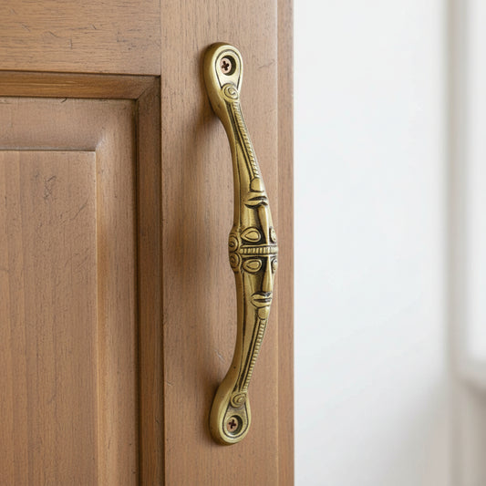 Tribal face decorative door handle set of 2-artycraftz.com