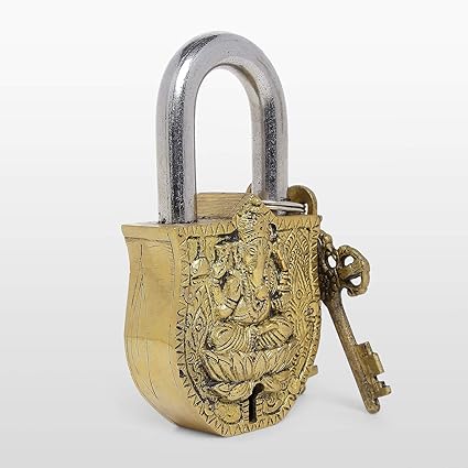 Brass Carved Ganesha Door PadLock