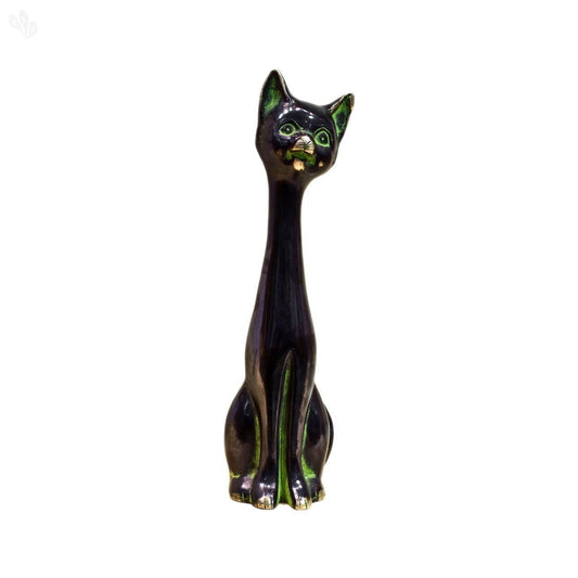 Brass Cat Showpiece Statue Height 11 inches - ArtyCraftz.com