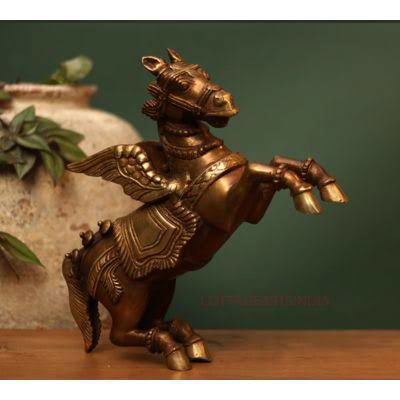 Brass Cheering Horse with Wings Statue - ArtyCraftz.com