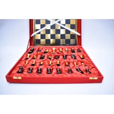 Wooden Chess Board with Brass Pawns