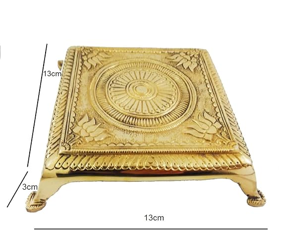 Brass Chowki With Natural Brass Finish Brass Pooja Chowk