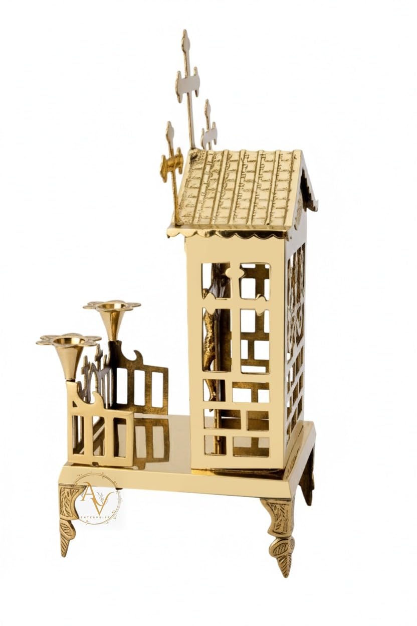 Brass Church Altar Model Shrine with Candle Holders (15 Inch)-artycraftz.com