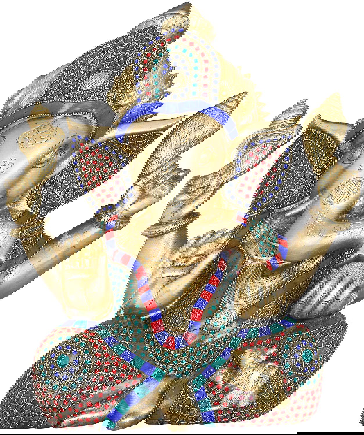 Brass Crowned Ganesha Ganesh Murti Idol Statue Height 12 inches - ArtyCraftz.com