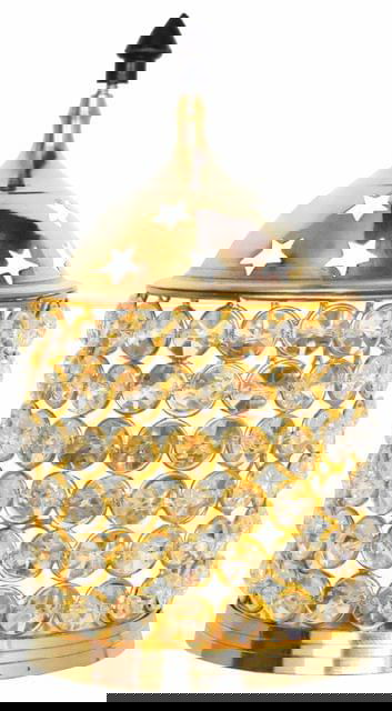 Brass Crystal Akhand Jyoti Diya For Diwali Decorative Crystals Tea Light Holder Lantern 4.8*4.8*9 Inches - ArtyCraftz.com