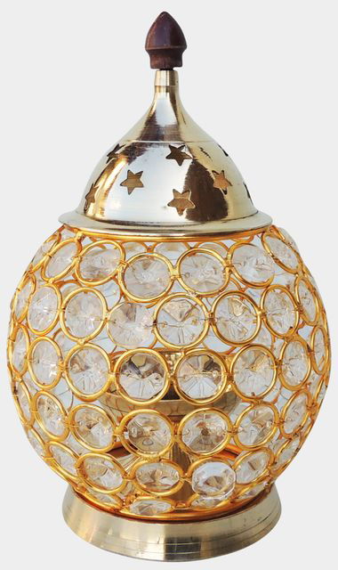 Brass Crystal Akhand Jyoti Matki Diya for Home Decor and Gifting 4.6*4.6*7.3 Inches - ArtyCraftz.com