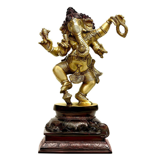 Brass Dancing Four Hand Dancing Ganesha Height 12 Inches - ArtyCraftz.com