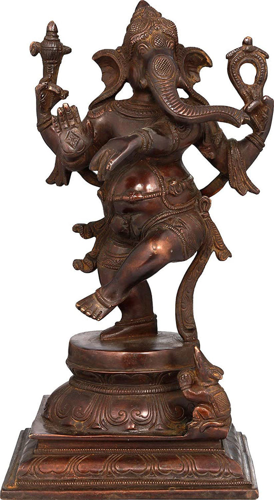 Brass Dancing Ganesha, Height: 12.3 inches - ArtyCraftz.com