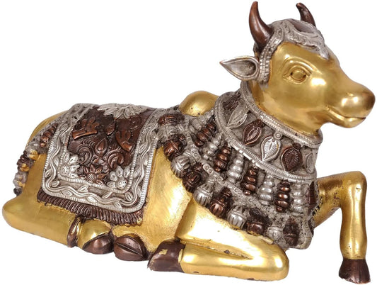 Brass Decorative Golden Cow Idol Showpiece-ArtyCraftz.com