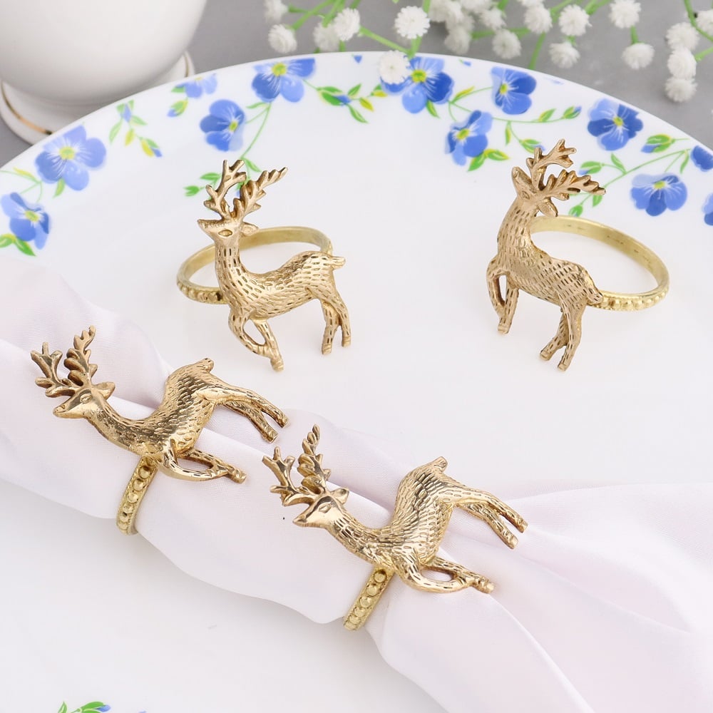 Brass Deer Napkin Ring Set of 4-ArtyCraftz.com