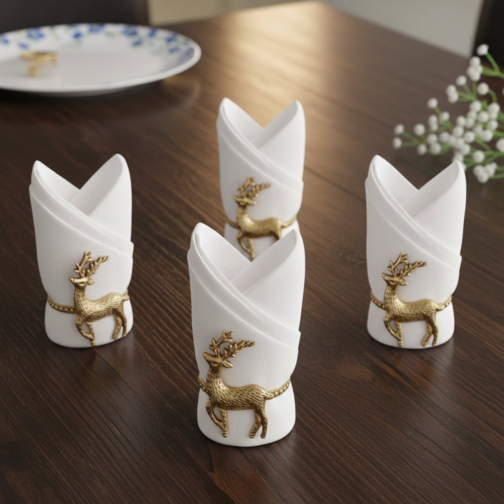 Brass Deer Napkin Ring Set of 4-ArtyCraftz.com