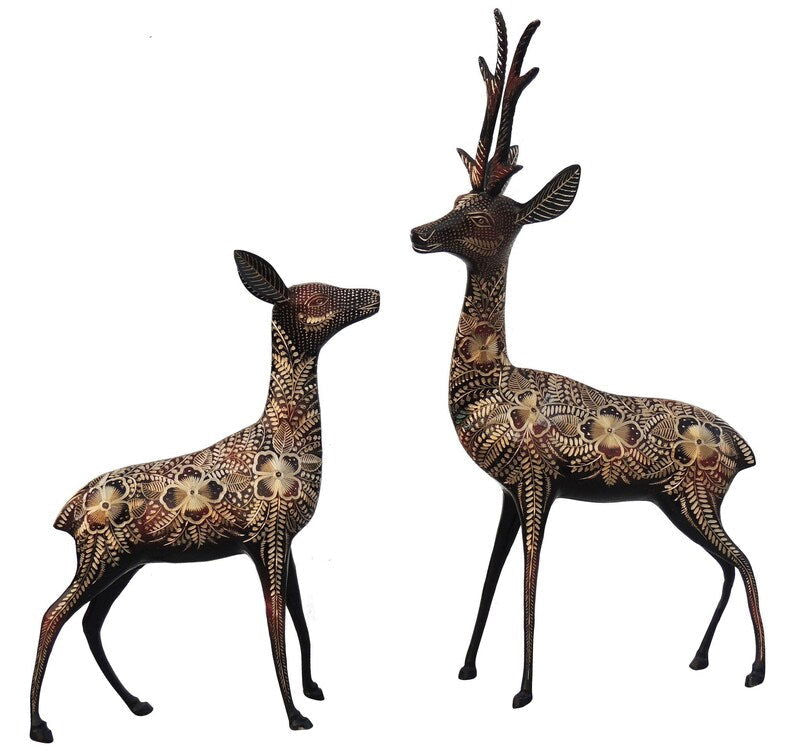 Brass Deer Pair Showpiece