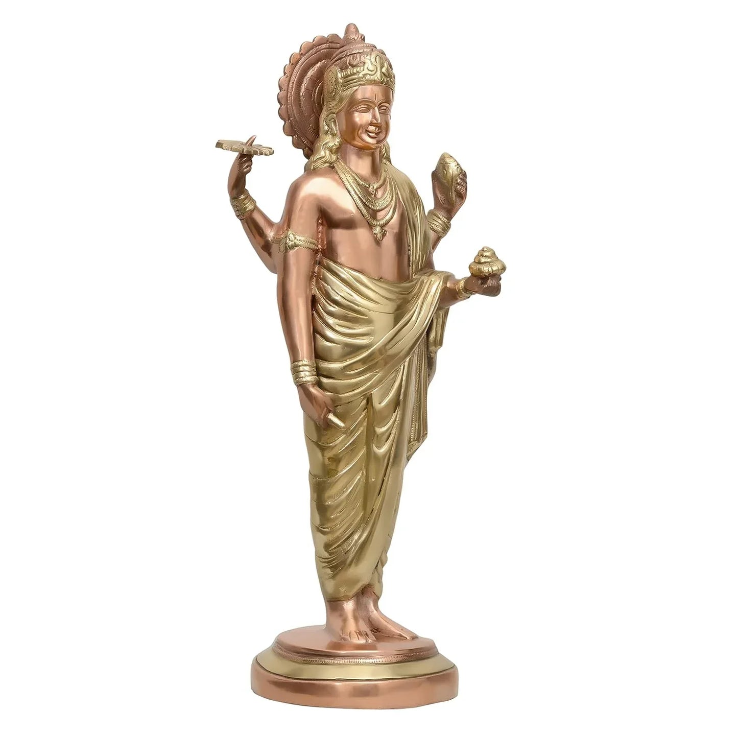Brass Dhanvantari Statue Ayurvedic God Idol for Health & Healing (18.5 Inches)-ArtyCraftz.com