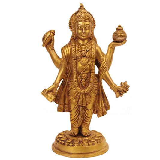 Brass Dhanvantri Dhanwantri Statue, Height 10.3 Inch - ArtyCraftz.com