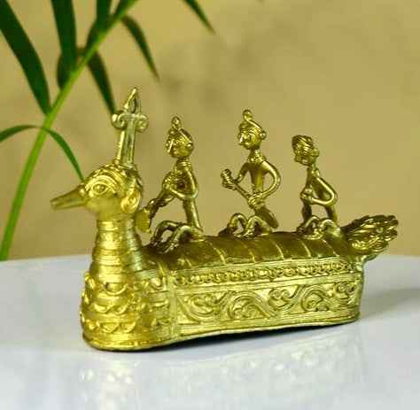 Brass Dhokra Art Boat Tabletop Showpiece