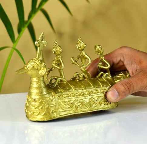 Brass Dhokra Art Boat Tabletop Showpiece